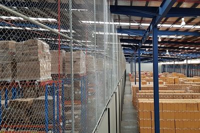 Warehouse internal partitions made from Chain Link