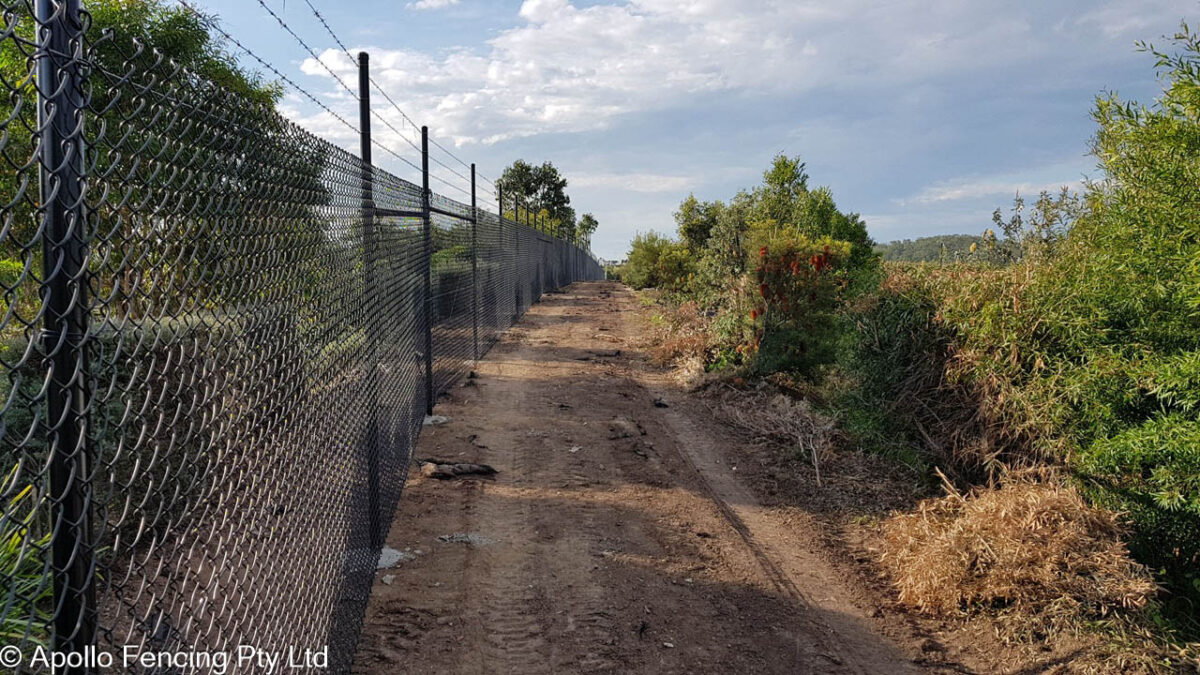 Chain Link Fencing used as perimeter fencing with a black finish.