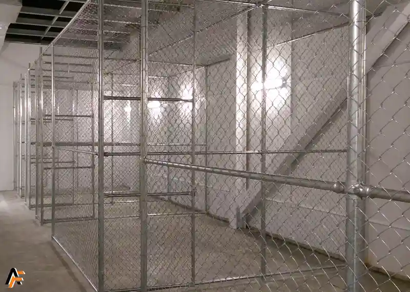 Car park storage cage made from chain wire installed for Brisbane