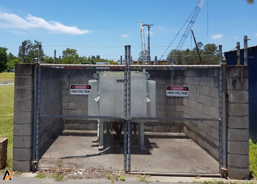 Security cage for industrial businesses in brisbane. this cage was built to secure and electrical transformer