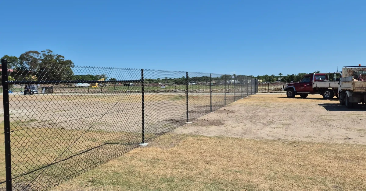 black pvc coated chain link fencing installed on the gold coast