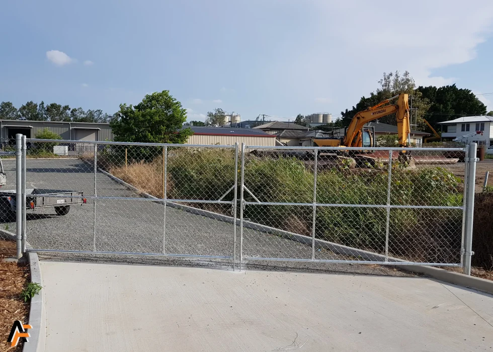 double galvanised chain wire gates for industrial property installed in brisbane
